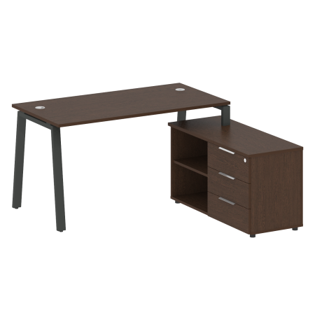 Рабочая станция с тумбой на А-образном м/к Metal System Style БА.РС-СТС-2.3 (R) 1500x1520x750