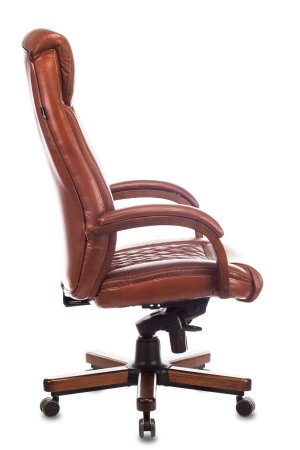 Кресло руководителя T-9924WALNUT светло-коричневый Leather EiCHel кожа крестов. металл/дерево (Светло-коричневый)