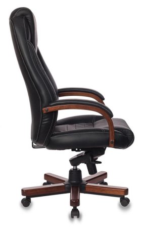 Кресло руководителя T-9923WALNUT черный кожа крестов. металл/дерево (Черный)