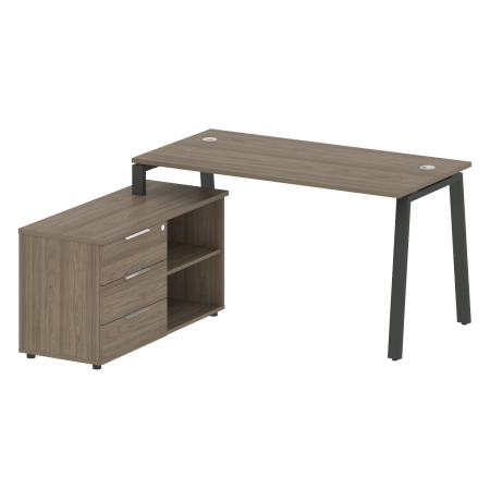 Рабочая станция с тумбой на А-образном м/к Metal System Style БА.РС-СТС-2.3 (L) 1500x1520x750