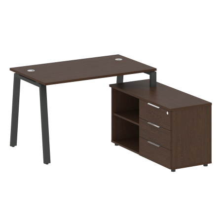 Рабочая станция с тумбой на А-образном м/к Metal System Style БА.РС-СТС-2.2 (R) 1300x1520x750