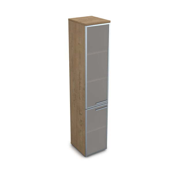 9ПП.005.16 Пенал высокий со стеклом (400x450x2045), правый (Teakwood)