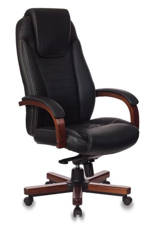 Кресло руководителя T-9923WALNUT черный кожа крестов. металл/дерево (Черный)