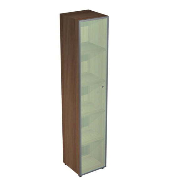 Шкаф высокий узкий со стеклом X7 IDEV43S L/IDEZ43S L 430x450x2140 (Орех каналетто)
