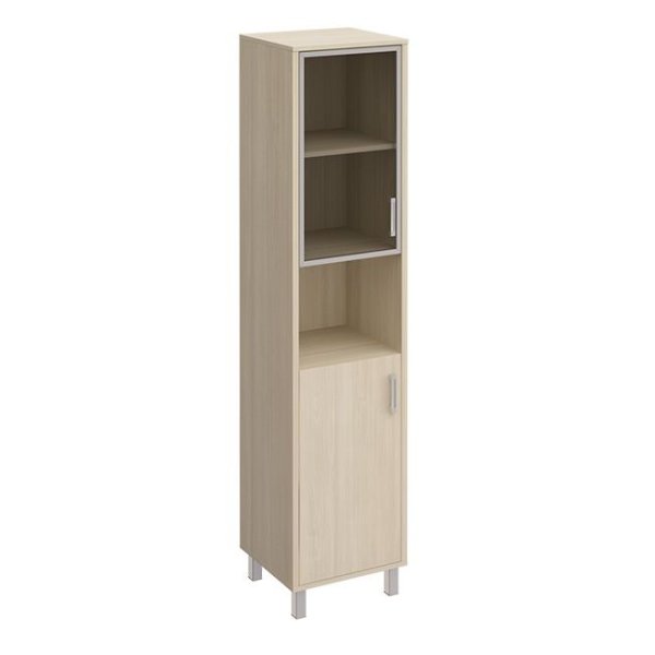 Шкаф левый стекло в раме + ДСП без замка + ниша Борн B 431-819 480x450x2074 (Дуб шамони)