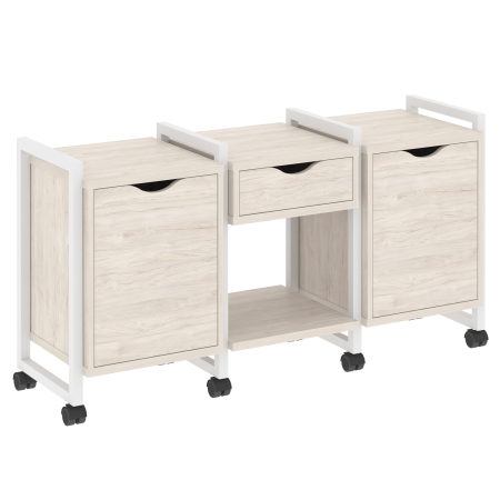 Тумба на колесных опорах наборная VR.L-TN-7.K 1440x460x767 (Денвер Светлый/Белый металл)