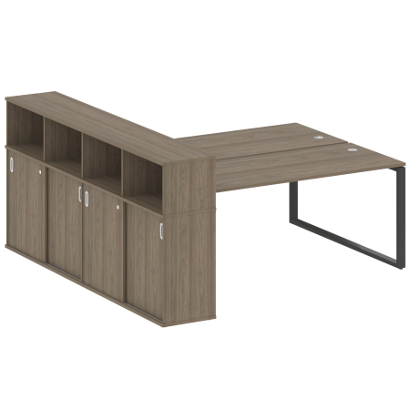 Рабочая станция с шкафом-купе на О-образном м/к Metal System Style БО.РС-СШК-4.5 Т 2210x2332x1098