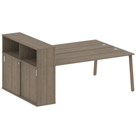 Рабочая станция с шкафом-купе на А-образном м/к Metal System Style БА.РС-СШК-2.5 Т 2210x1475x1098 (Вяз/Мокко металл)