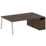 Рабочая станция с тумбой на А-образном м/к Metal System Style БА.РС-СТП-2.5 2212x1475x750