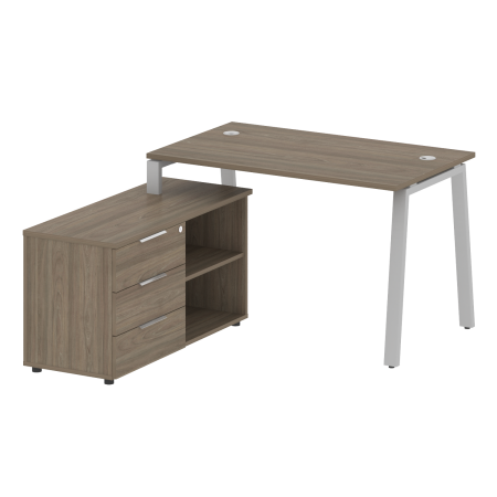 Рабочая станция с тумбой на А-образном м/к Metal System Style БА.РС-СТС-2.2 (L) 1300x1520x750