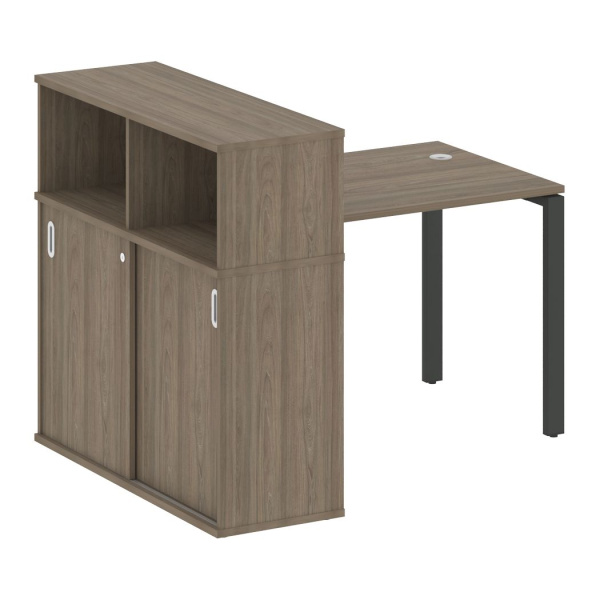 Стол письменный с опорным шкафом-купе Metal System Style БП.РС-СШК-3.1 1410x1120x1098 (Вяз/Антрацит металл)