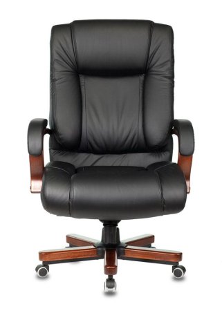 Кресло руководителя T-9925WALNUT черный кожа/кожзам крестов. металл/дерево (Черный)