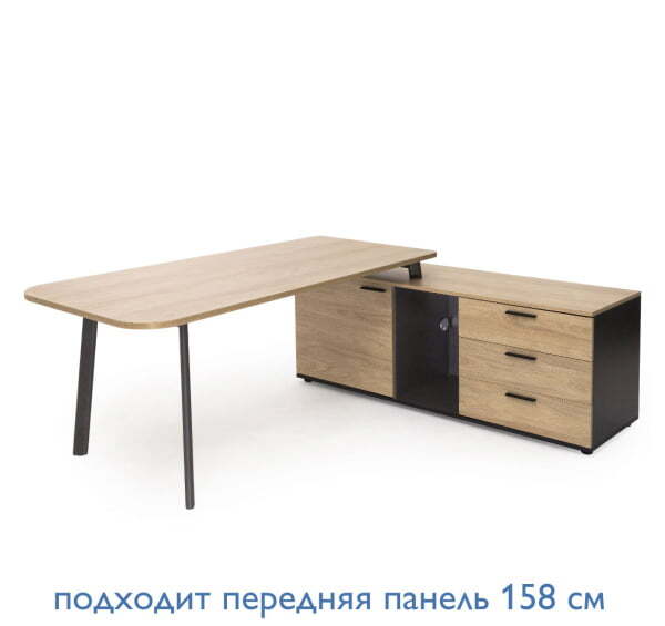 FLEX Стол на опорной тумбе правый (Гикори/Графит металл)