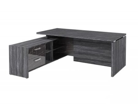 Стол руководителя с опорной тумбой Festus FI-119L.GG 1800x1900x750 (Древесина Графит/Камень Пьетра Гриджиа черный)