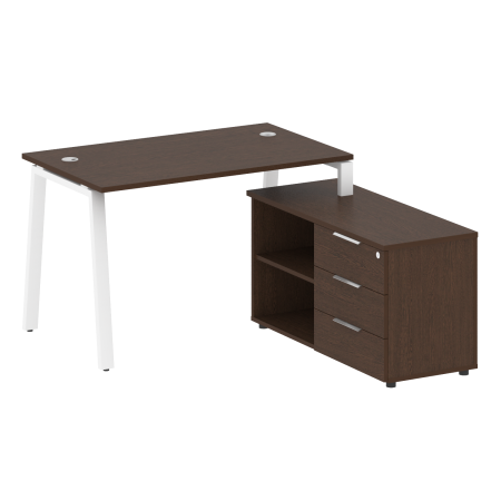 Рабочая станция с тумбой на А-образном м/к Metal System Style БА.РС-СТС-2.2 (R) 1300x1520x750