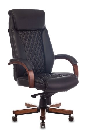 Кресло руководителя T-9924WALNUT черный кожа крестов. металл/дерево (Черный)