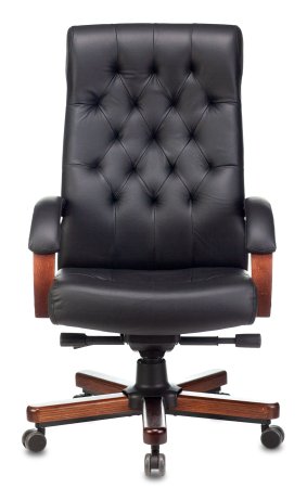 Кресло руководителя T-9928WALNUT черный кожа крестов. металл/дерево (Черный)