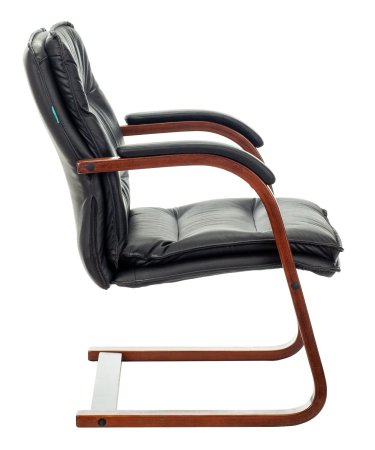 Кресло T-9927WALNUT-AV черный кожа полозья дерево коричневый (Черный)
