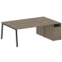 Рабочая станция с тумбой на А-образном м/к Metal System Style БА.РС-СТП-2.5 2212x1475x750