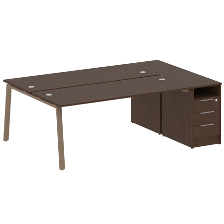 Рабочая станция с тумбой на А-образном м/к Metal System Style БА.РС-СТП-2.5 2212x1475x750