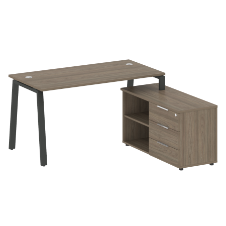 Рабочая станция с тумбой на А-образном м/к Metal System Style БА.РС-СТС-2.3 (R) 1500x1520x750
