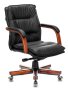 Кресло руководителя T-9927WALNUT-LOW черный кожа низк.спин. крестов. металл/дерево