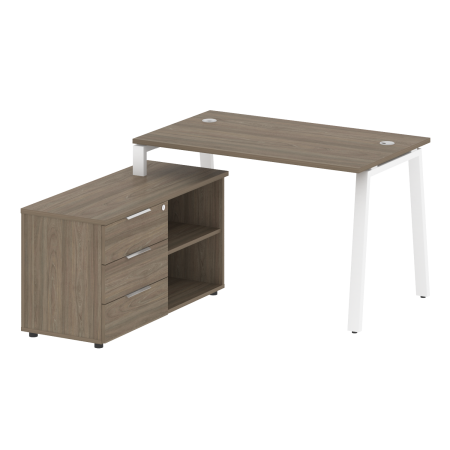 Рабочая станция с тумбой на А-образном м/к Metal System Style БА.РС-СТС-2.2 (L) 1300x1520x750