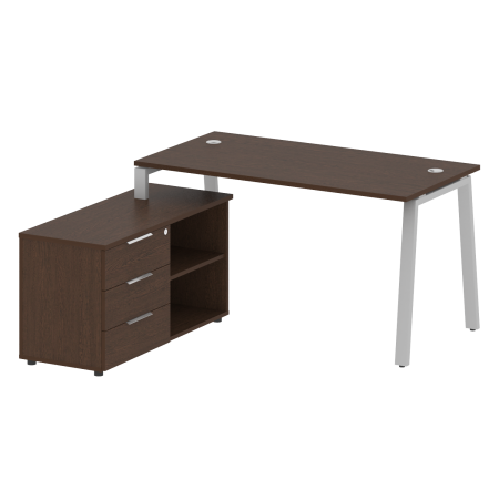 Рабочая станция с тумбой на А-образном м/к Metal System Style БА.РС-СТС-2.3 (L) 1500x1520x750