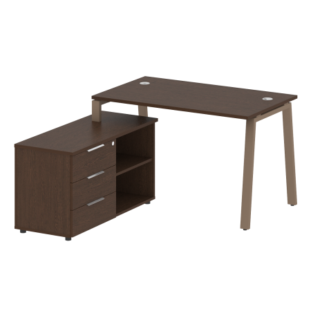 Рабочая станция с тумбой на А-образном м/к Metal System Style БА.РС-СТС-2.2 (L) 1300x1520x750