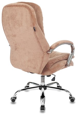 Кресло руководителя T-9950SL Fabric светло-коричневый Velvet 90 крестов. металл хром (Светло-коричневый)