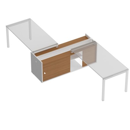 Тумба опорная 180 c ProSystem Profiquadro КВ 2001 БВ 1800x604x682 (Белый премиум / Вишня скандинавская)