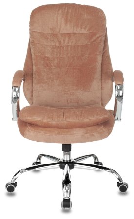Кресло руководителя T-9950SL Fabric светло-коричневый Velvet 90 крестов. металл хром (Светло-коричневый)
