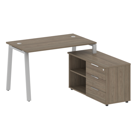 Рабочая станция с тумбой на А-образном м/к Metal System Style БА.РС-СТС-2.2 (R) 1300x1520x750