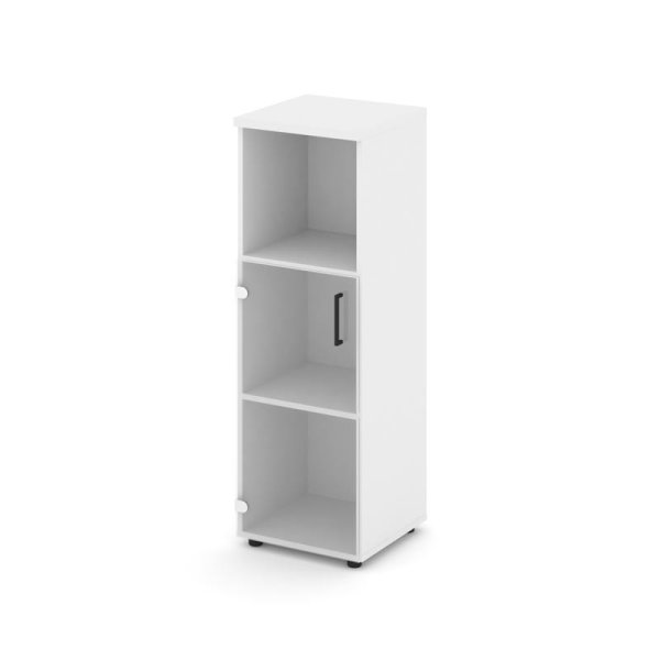 Шкаф средний узкий SN.STU.E-202(L) (400х400х1203) (Белый/Прозрачный)
