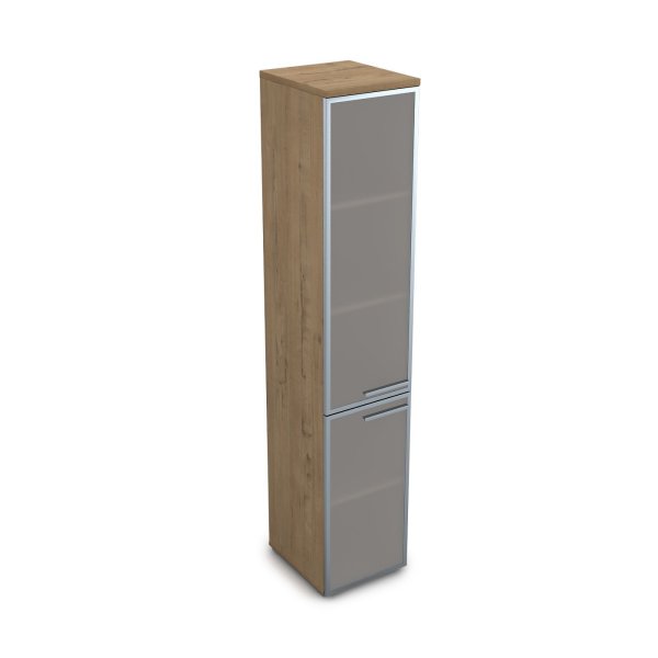 9ПП.005.16 Пенал высокий со стеклом (400x450x2045), правый (Teakwood)