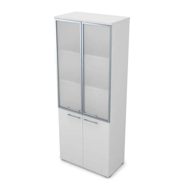 Шкаф высокий со стеклом Gloss line 9НШ.005.19 800x450x2045 (Белый премиум)