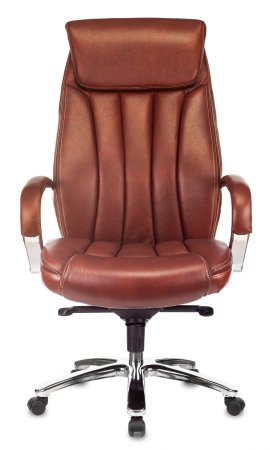 Кресло руководителя T-9922SL светло-коричневый Leather EiCHel кожа крестов. металл хром (Темно-коричневый)