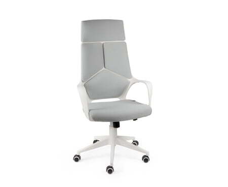 Кресло офисное / IQ / (white+grey) белый пластик / серая ткань (Серый)