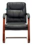 Кресло T-9927WALNUT-AV черный кожа полозья дерево коричневый