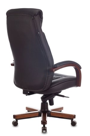 Кресло руководителя T-9924WALNUT черный кожа крестов. металл/дерево (Черный)