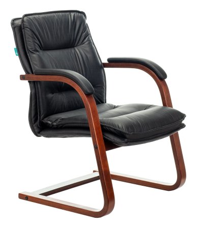 Кресло T-9927WALNUT-AV черный кожа полозья дерево коричневый (Черный)