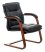Кресло T-9927WALNUT-AV черный кожа полозья дерево коричневый