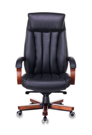 Кресло руководителя T-9922WALNUT черный кожа крестов. металл/дерево (Черный)