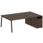 Рабочая станция с тумбой на А-образном м/к Metal System Style БА.РС-СТП-2.5 2212x1475x750