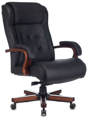 Кресло руководителя T-9926WALNUT черный кожа крестов. металл/дерево (Черный)
