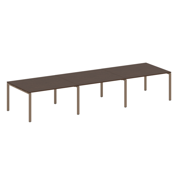 Переговорный стол 3 столешницы Metal System Style БП.ПРГ-3.3 4200x1235x750 (Венге Цаво/Мокко металл)