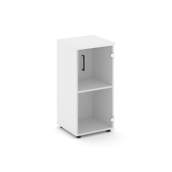 Шкаф низкий узкий SN.STU.E-302(R) (400х400х833) (Белый/Прозрачный)