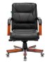Кресло руководителя T-9927WALNUT-LOW черный кожа низк.спин. крестов. металл/дерево