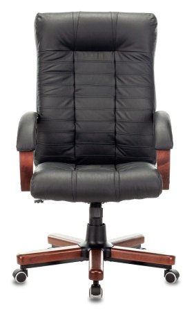 Кресло руководителя KB-10WALNUT черный кожа крестов. металл/дерево (Черный)