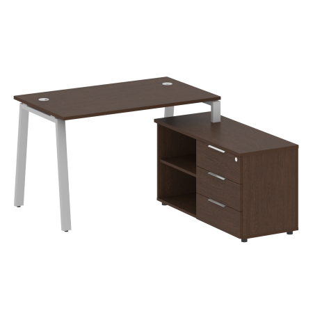 Рабочая станция с тумбой на А-образном м/к Metal System Style БА.РС-СТС-2.2 (R) 1300x1520x750